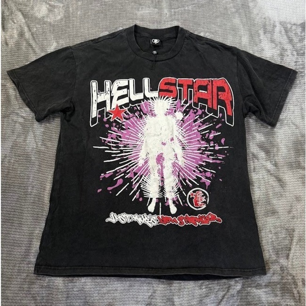 Hellstar Studios Path To Paradise Graphic T-Shirt Washed Black Mens Size M